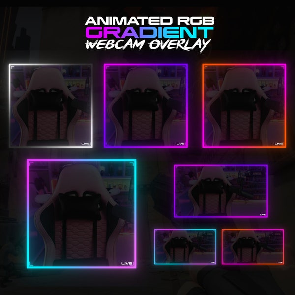 Webcam Overlay Stream - Animated RGB Gradient Pack of 4 Animated Styles
