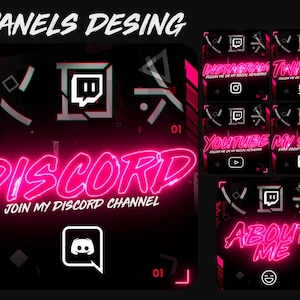 PACK twitch panels - Designs panels twitch profile Neon Future Magent Orange