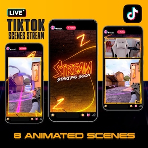 Neon Yellow TIKTOK Streaming Overlay Pack - Tiktok Live Animated Design