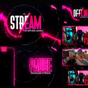 Stream Overlays Super Pack - Neon magenta - animated overlays WEBM Format HD