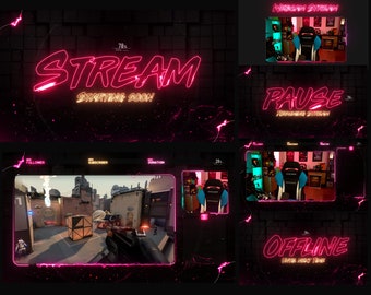 Pack Overlay Stream Animated Neon Pink - WEBM format - compatible with OBS STUDIO, Streamlabs, Streamelements