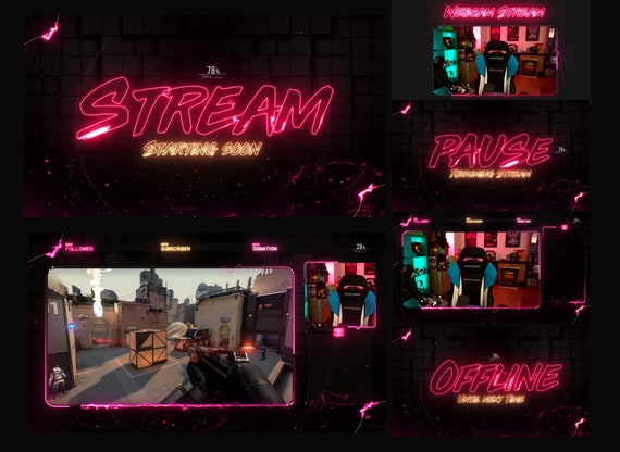 Drawing & Illustration Pink Animated Neon Sign Overlay Bundle Art ...