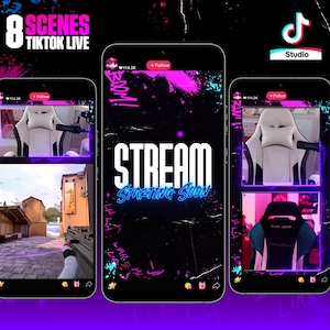 Neon Graffiti TikTok Stream Overlay Pack: Animated Scenes