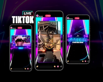 Paquete de superposiciones de transmisión en vivo de TikTok ARCADE Neon - Diseño animado para TikTok Live