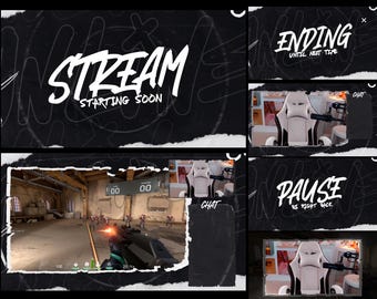 Black and White Animated Stream Scenes – Twitch, Kick, YouTube