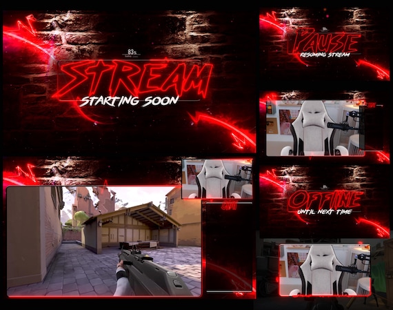 Animated Neon Stream Overlay Pack: Twitch, YouTube, Kick (WEBM Format)