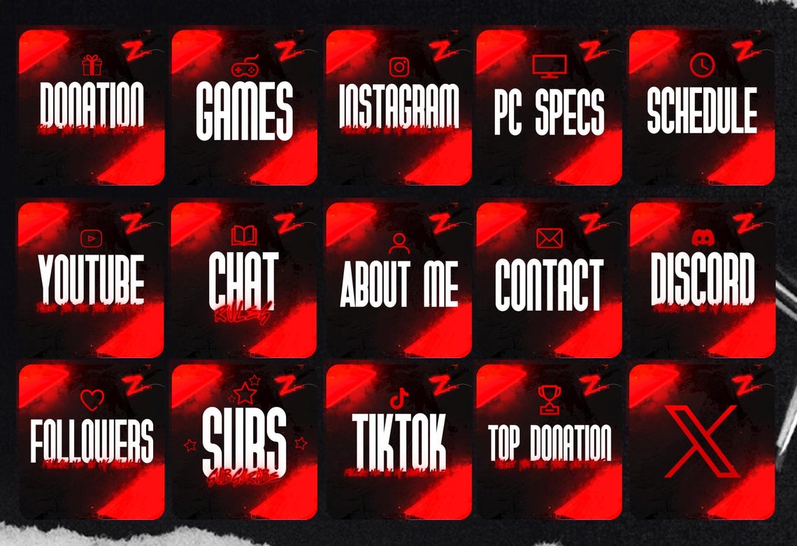 Perfil de streaming Paneles en neón Graffiti Red: Twitch y Kick - Etsy ...