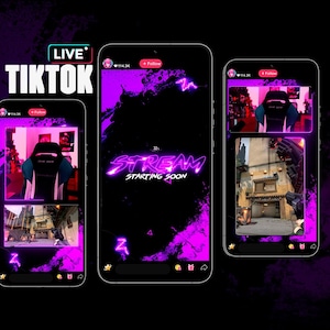 Neon Purple Smoke - TIKTOK Streaming Overlay Pack - Tiktok Live Animated Design
