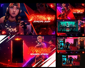 Valorant Raze - Animated Stream Overlays pack - HD quality webm format