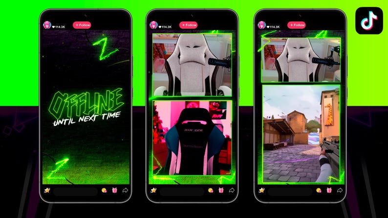 Neon Green TIKTOK Streaming Overlay Pack - Tiktok Live Animated Design image 4