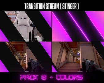Transitions Pack 6 Color Styles - Twitch, Kick and Youtube - Compatible for OBS Studio & Streamlabs
