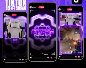 Neon Purple Portal TikTok Stream Overlay Pack / Animated TikTok Live Studio Theme
