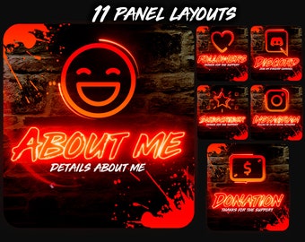 PACK  Panels - Designs panels Stream profile Neon Red Orange