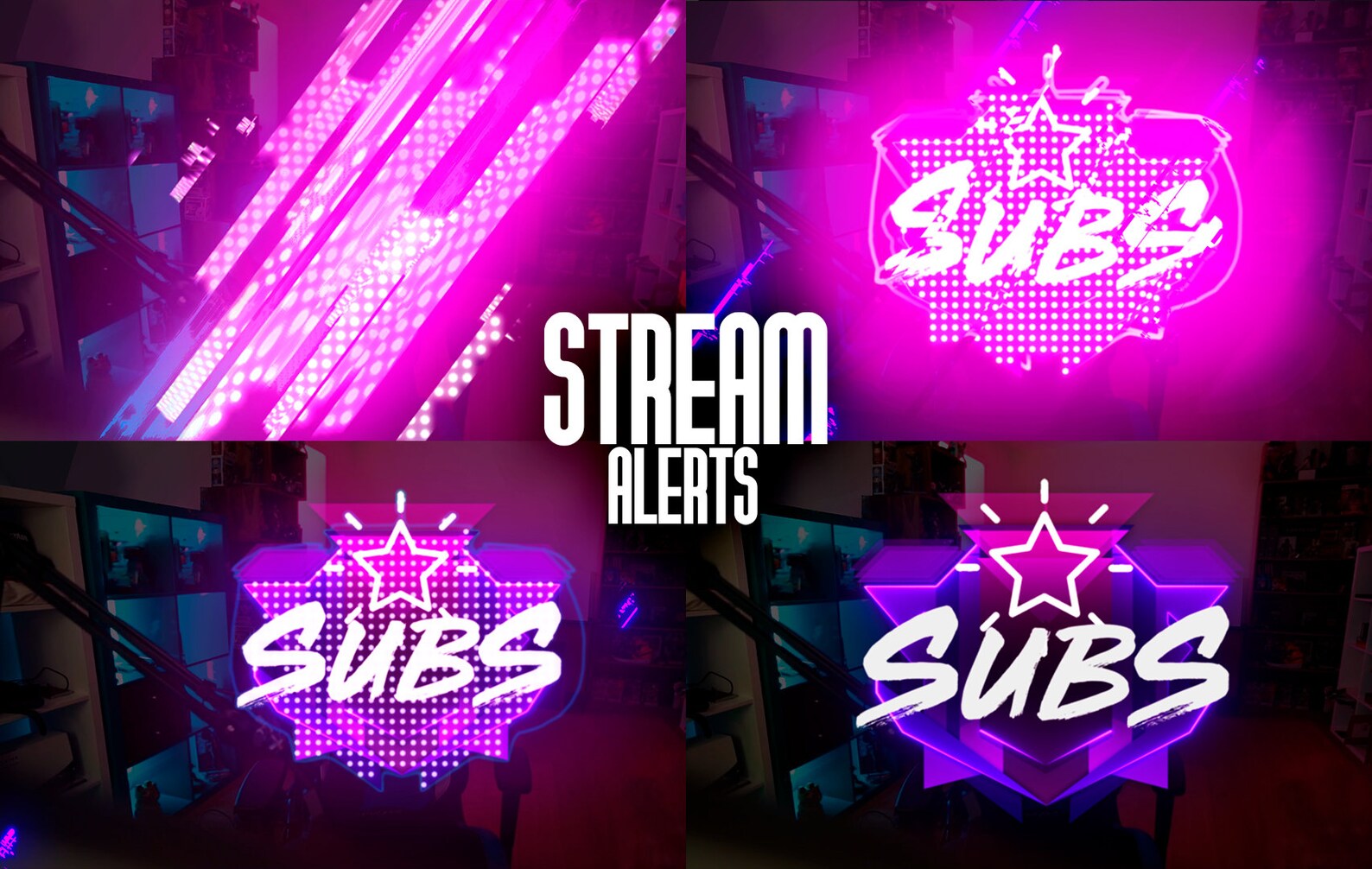 Animated Stream Alerts PACK - Neon Purple Style - Compatible Twitch ...