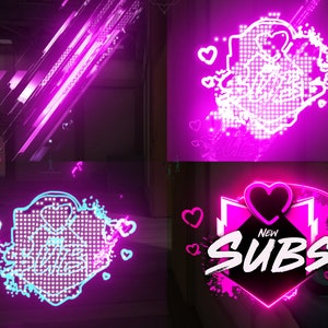 Animated Stream Alerts - Neon Pink Style - Compatible with Streamlabs Easy to Use - WEBM Format