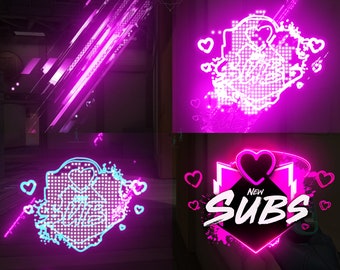 Animated Stream Alerts - Neon Pink Style - Compatible Twitch - Kick  - WEBM Format