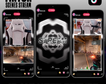 Animated TikTok Stream Overlays: Black White Portal Style (10 Scenes)