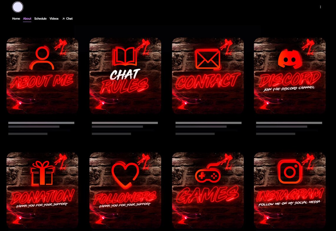 Red Profile Panels for Twitch and Kick - Etsy