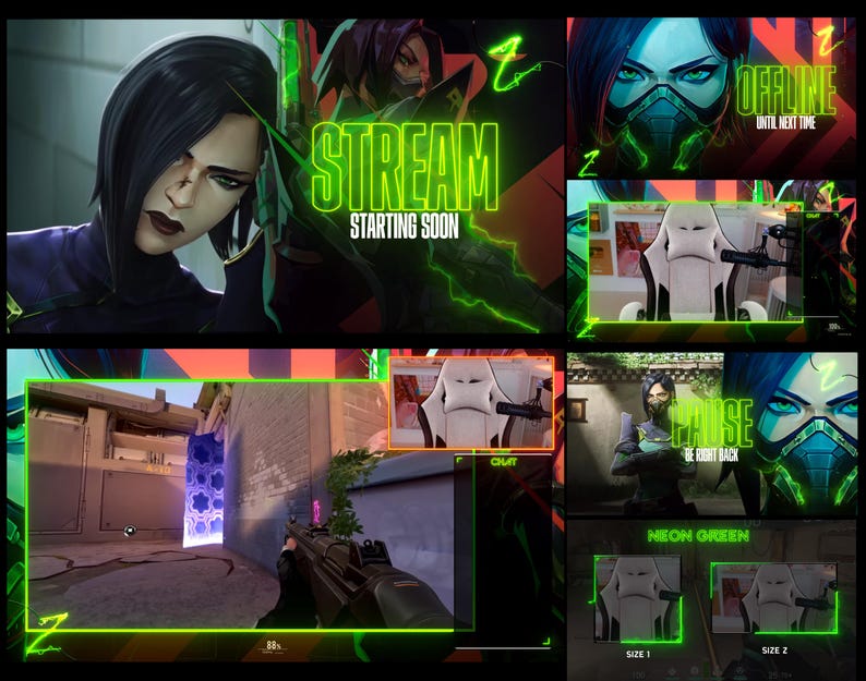 Viper Valorant - Animated Stream Overlays Pack - Twitch, Kick and Youtube - OBS Studio, Streamlabs image 1