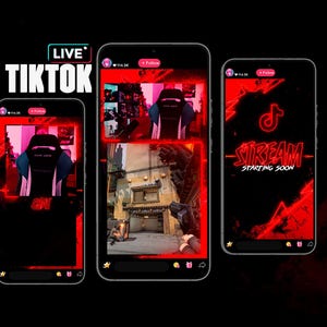 Neon Dark Red TIKTOK Streaming Overlay Pack - TIKTOK Live Studio -  Animated Design