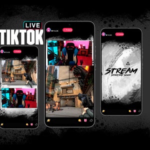Neon White and black  TIKTOK Streaming Overlay Pack - Tiktok Live Animated Design