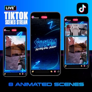 Neon Blue TIKTOK Streaming Overlay Pack - Tiktok Live Animated Design