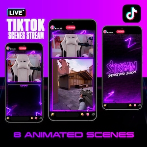 Neon Purple TIKTOK Streaming Overlay Pack - Tiktok Live Animated Design