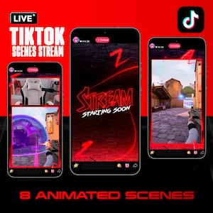 Neon Red TIKTOK Streaming Overlay Pack - Tiktok Live Animated Design