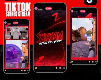 Neon Red TIKTOK Streaming Overlay Pack - Tiktok Live Animated Design