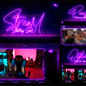 Retro Galaxy Pack Animated Stream Overlays - Color Purple Themed Stars - Overlays Stream Retro