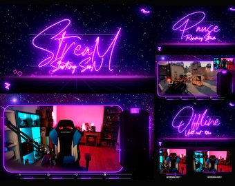 Retro Galaxy Animated Stream Overlays: Purple Stars (WEBM)