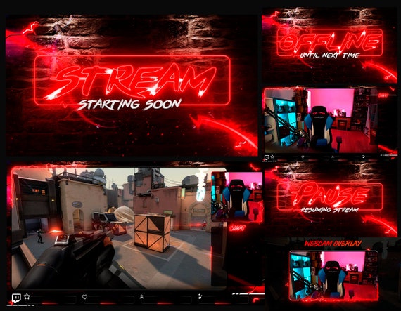 Overlays Stream Pack Animated / Neon Purple Style Compatible 