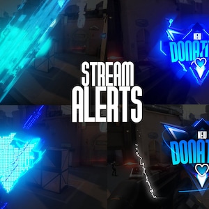 Animated Stream Alerts - Neon Blue  Style - Compatible Twitch - Kick  - WEBM Format