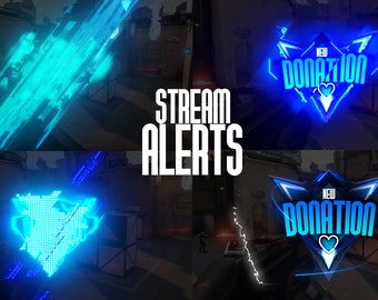 Animated Stream Alerts - Neon Blue  Style - Compatible Twitch - Kick  - WEBM Format