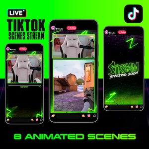 Neon Green TIKTOK Streaming Overlay Pack - Tiktok Live Animated Design