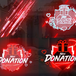 Animated Stream Alerts - Red Style - Compatible Twitch - Kick - WEBM Format