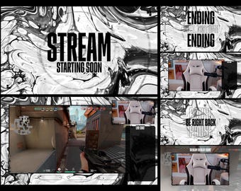 Animated Stream Overlay Pack, White Scenes, Twitch, Kick YouTube OBS (WEBM)