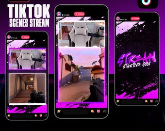 Paquete de superposiciones moradas para transmisión de TikTok: diseño animado de TikTok en vivo