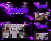 Neon Purple Animated Stream Overlays, Custom Twitch Graphics, OBS Designs, Digital Download for Streamers