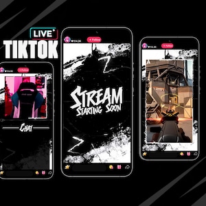 Black White TIKTOK Streaming Overlay Pack - Tiktok Live Animated Design