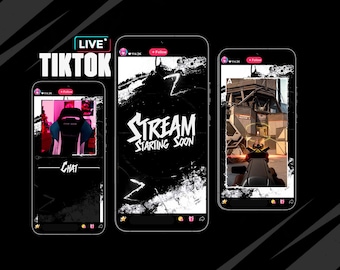 Black White TIKTOK Streaming Overlay Pack - Tiktok Live Animated Design