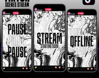 Dark White TIKTOK Streaming Overlay Pack - TIKTOK Live Studio - Animated Design