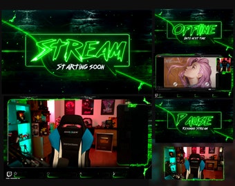 Overlays Stream Animated Classic neon Green Style Pack - formato WEBM