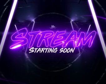 Purple Futuristic Neon - Animated Stream overlays pack - HD quality WEBM format