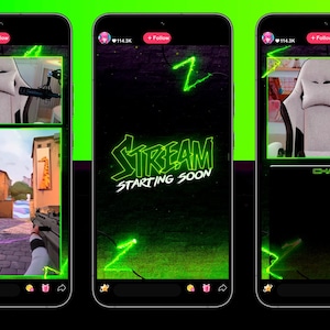 Neon Green TIKTOK Streaming Overlay Pack - Tiktok Live Animated Design image 2