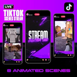 TIKTOK Purple Neon Graffiti Animated Stream Package - Tiktok Live Animated Design