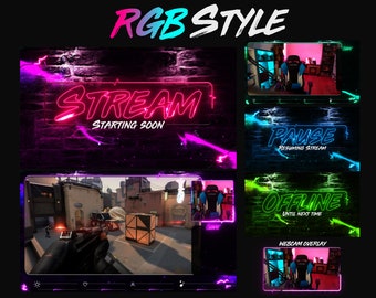 RGB style Stream overlays pack - RGB Animation