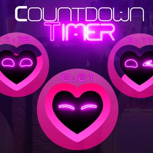 STREAM Countdown Timer - for Twitch and Kick - Robot pink neon style animated Design