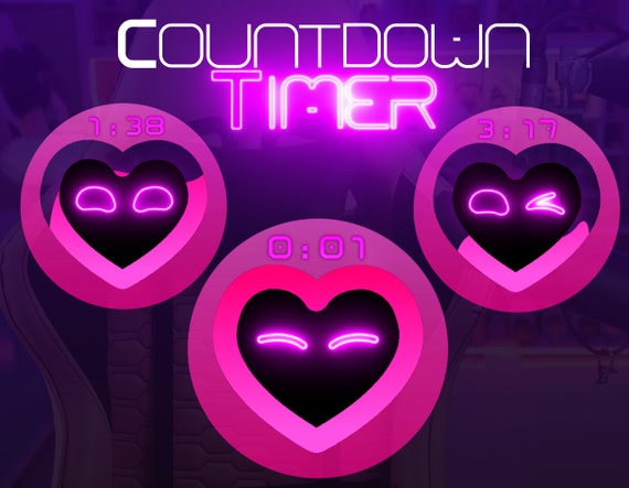 STREAM Countdown Timer - for Twitch and Kick - Robot pink neon style animated Design