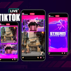 Neon Pink TIKTOK Streaming Overlay Pack - TiktokLive Animated Design